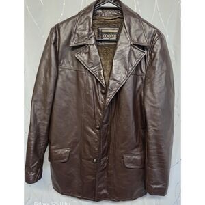 Vintage COOPER Leather Men Jacket Coat 42L Brown Flight Aviation w/Zip Out Liner